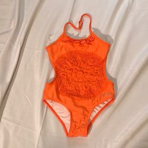 Girls 7-8 Bebe Orange one piece swimsuit